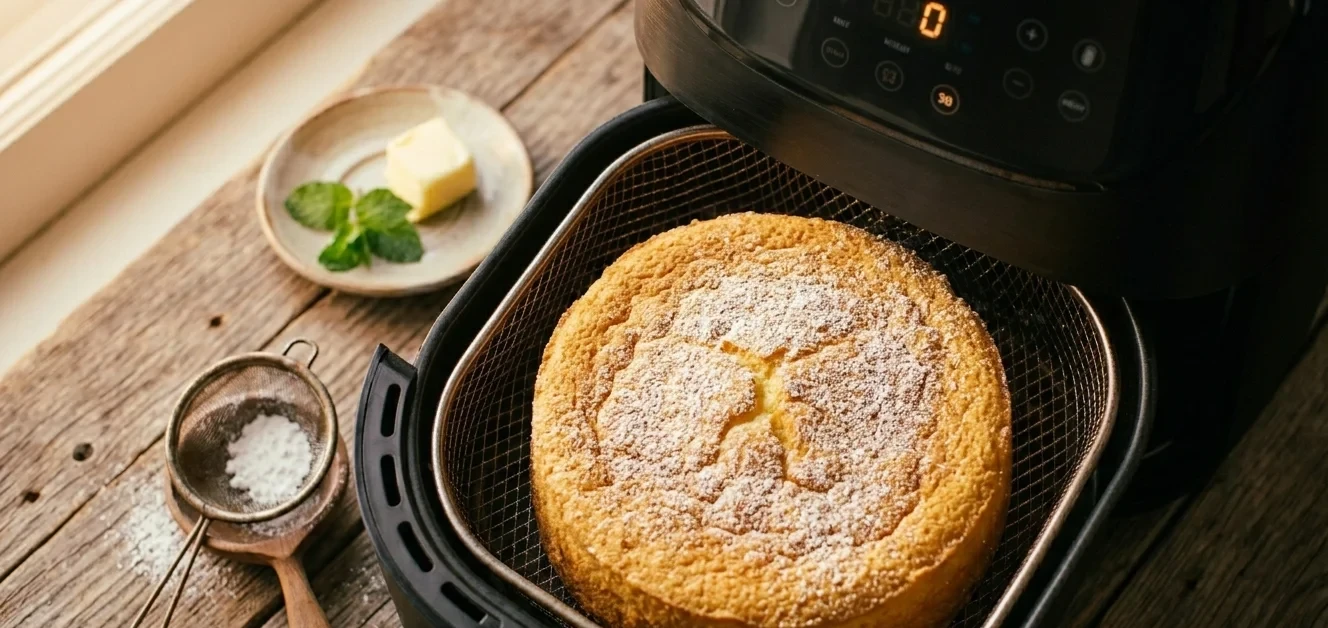 Bizcocho esponjoso en freidora de aire sin horno