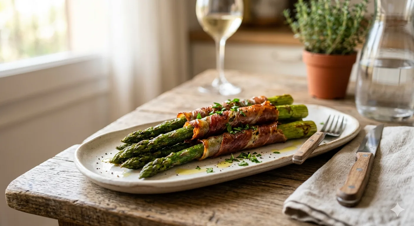 Espárragos con jamón