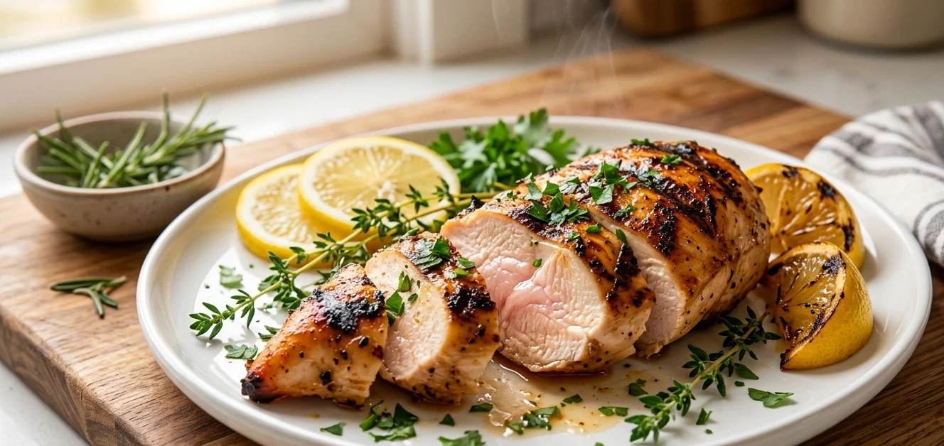 Pechuga de pollo jugosa en freidora de aire